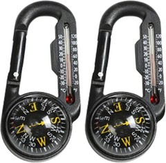 Carabiner Compass W/ Thermometer 4 x 3.5 inches Black Handheld Navigation Tool
