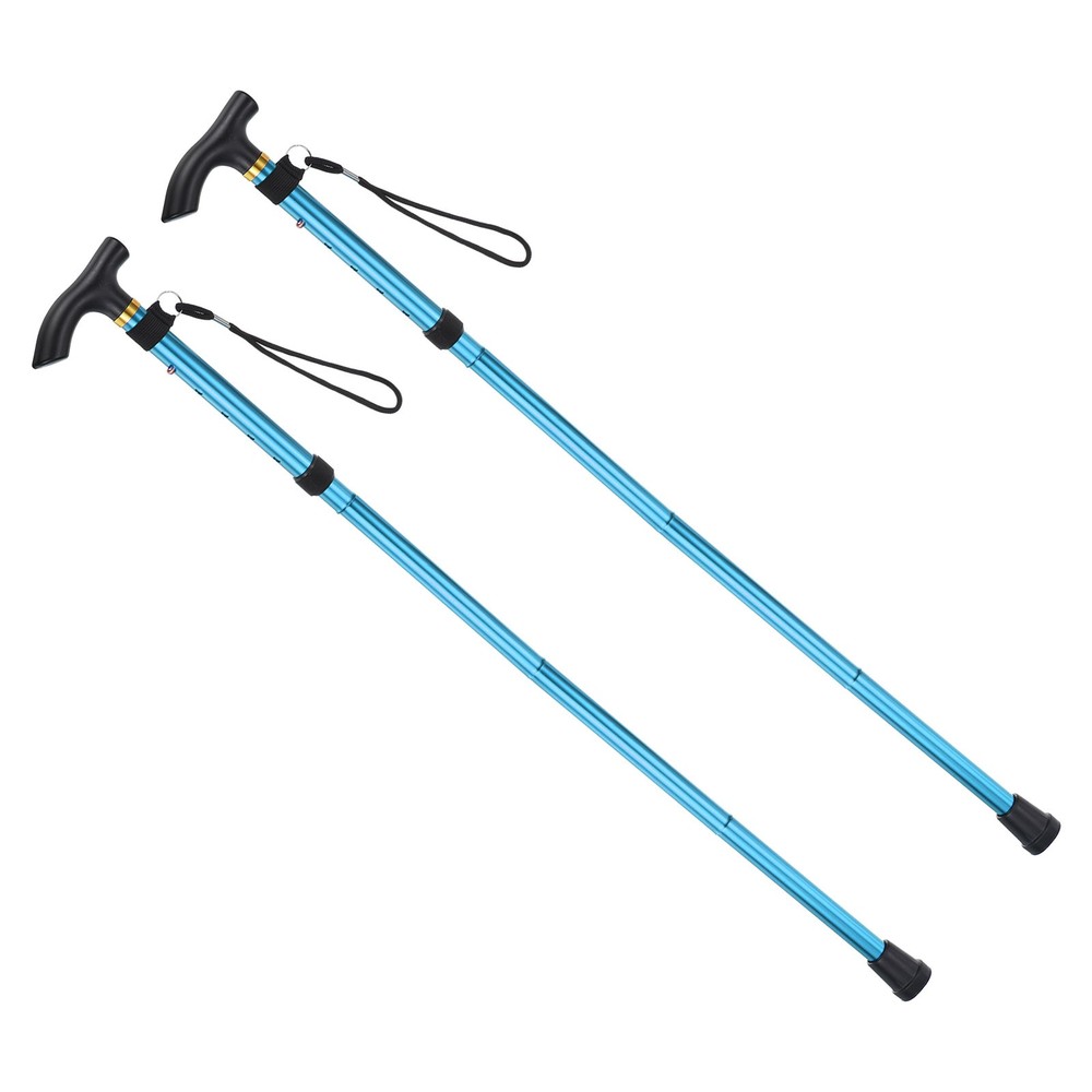 2Pcs Trekking Poles, Collapsible Hiking Pole 33-37 Inch Aluminum Alloy Blue