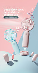 Handheld USB Desk Fan for MINI Compact Lightweight 3 Speed Portable Cooling Fan