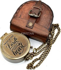 Trust in the Lord Compass Gift Proverbs 3:5 Engraved Antique Brass Pocket Com…