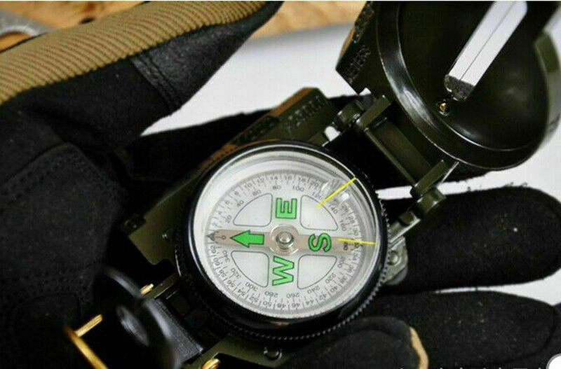 TechTongda Lensatic Compass Floating Luminous Dial Metal Case Sighting Hairline
