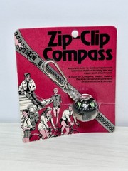 NEW Vintage ZIP-CLIP COMPASS Ball Keychain Liquid Filled Hiking Camping USA