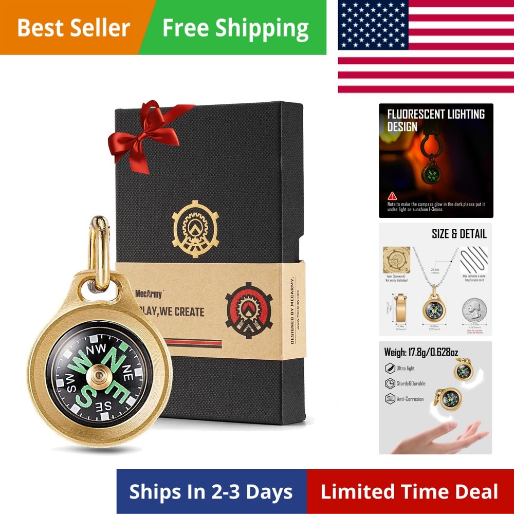 Mini Titanium/Brass Compass, Waterproof Pocket Compass for Hiking & Survival,…