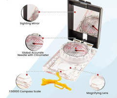 Explorer Folding Compass with Signaling Mirror and Cord (EXP30) Free Shipping.