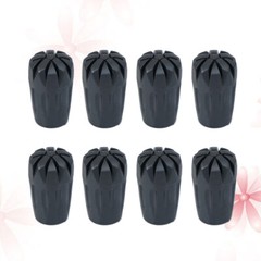 8PCS Black Rubber Tips Trekking Cane Tip Protectors Hiking Pole Replacement