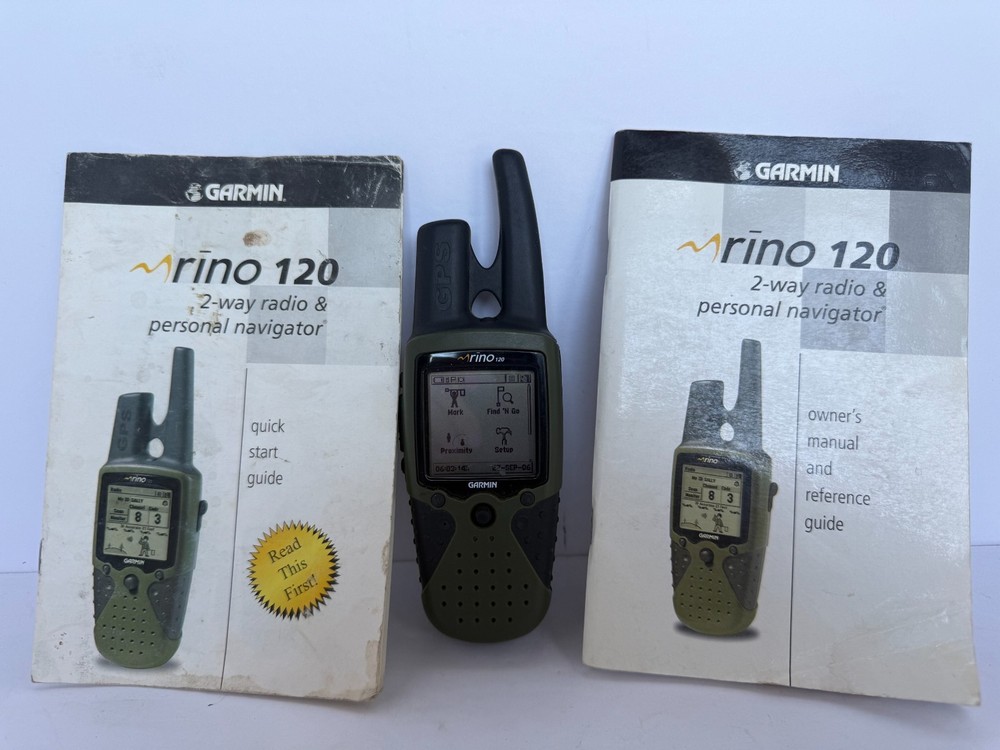 Garmin Rino 120 Handheld Hiking GPS Two-Way Radio Green. Used in Good Condition