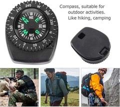 Black Button Mini Survival Compass for Hiking, Camping, Boating, Oil