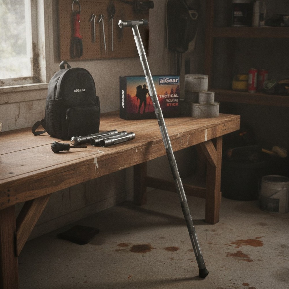 All-in-One Survival Hiking Stick – Adjustable to 43.5 Inches, Lightweight Design