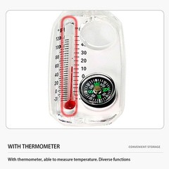Glow-in-the-Dark Zipper Pull Compass & Thermometer Camping Survival Hanger Ring