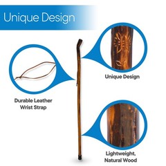 RMS Nature Wood Walking Stick – Wooden Hiking Stick and Trekking Pole with Le…