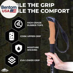 Lightweight Aircraft-Grade Aluminum Trekking Poles with Extended down Grip plus