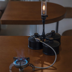 Camping Gas Supply Adapter 3 Canister Inputs 2 Stove Outputs Black Gray