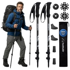 3K Carbon Fiber Hiking Poles – Collapsible Lightweight Trekking Poles for Hik…