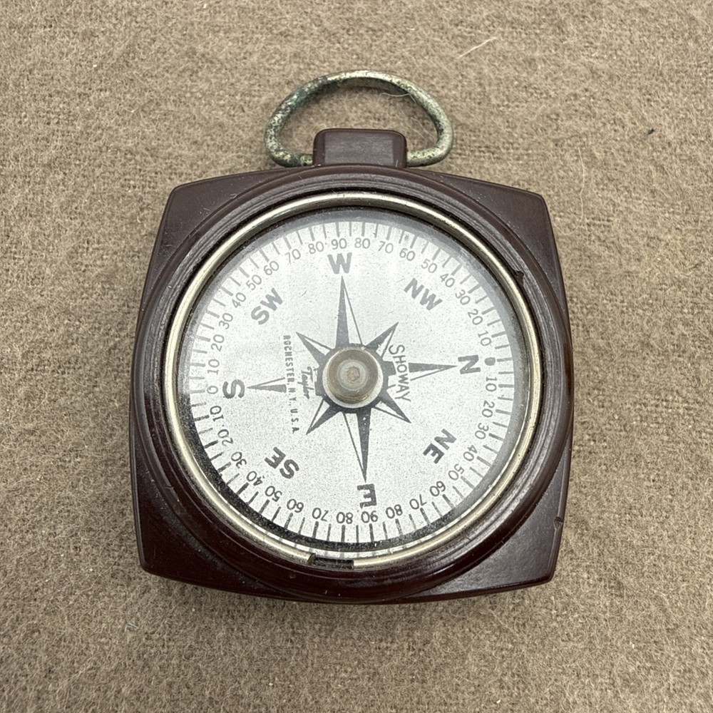 Vintage Taylor Rochester NY USA SHOWAY Bakelite Compass WORKS