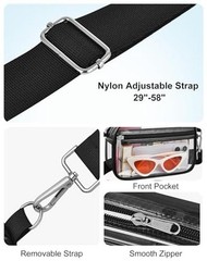 Clear Bag for Stadium Events Clear Messenger Bag Clear Purse for Concert Black