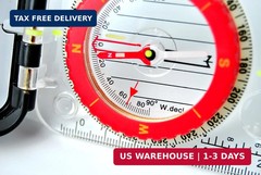 Orienteering Map Compass with Sighting Mirror, Adjustable Declination Clinometer