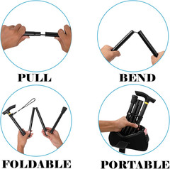 Folding Lightweight Walking Stick – Adjustable Aluminum Metal Collapsible Travel