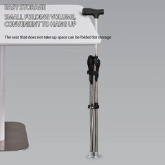 Outdoor Foldable Walking Stick Stool Lightweight Heavy Duty Steel Seat Elderly