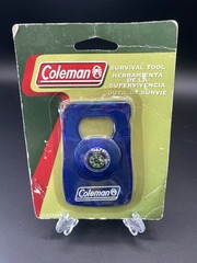 Coleman Blue Camping Survival Tool Compass Can Opener, Screwdriver, Blade New