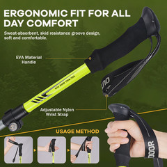 1 Pair Collapsible Trekking Poles Lightweight Adjustable Aluminum Walking Sticks
