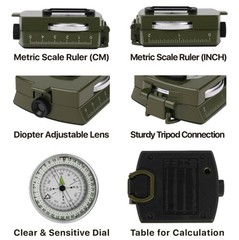 Professional Compass Geological Hiking Navigation Army Outdoor Green New
