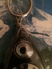 Mini Compass Thermometer with Key Chain Ring For Hiking & Running NIP