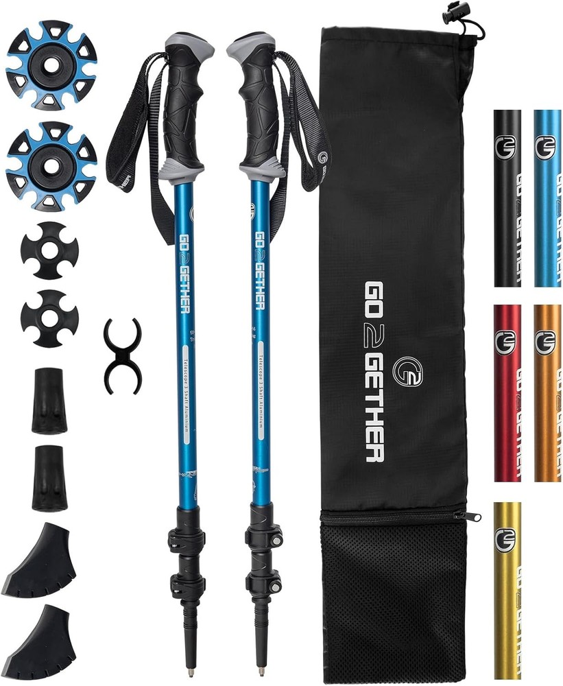 Aluminum Trekking Poles – Quick Adjustable Locks, Comfort Handle, Padded Strap,