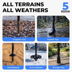 7075 Aluminum Collapsible Trekking Poles for Hiking, 43-53 Inch Adjustable 2 Pac