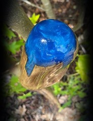 Walking Stick Fractal Lichtenberg With Epoxy Burl Top Handmade & Finished