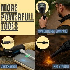 Tactical Trekking Pole Aluminum LED Survival Tools