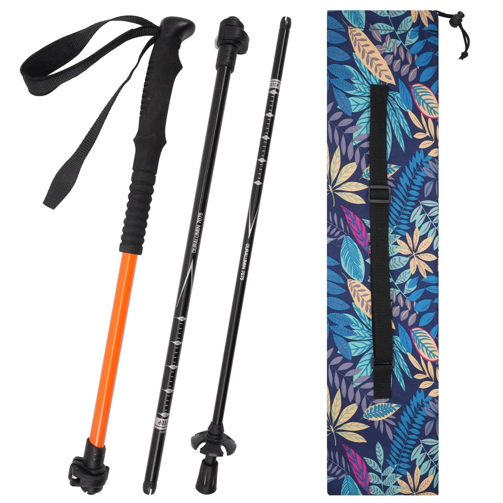 56.5in Collapsible Trekking Poles with Storage Bag, Lightweight Adjustable Hi…