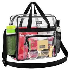 Clear Bag for Stadium Events, 12×5.5×12 Clear Tote Lunch Bag with Non Black