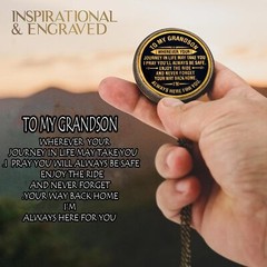 Gift for Grandson Brass Compass Engraved Quote | Memory Present to My Grandson