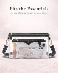 Clear Bag for Stadium Events, Stadium Approved Clear Purse for Small Black