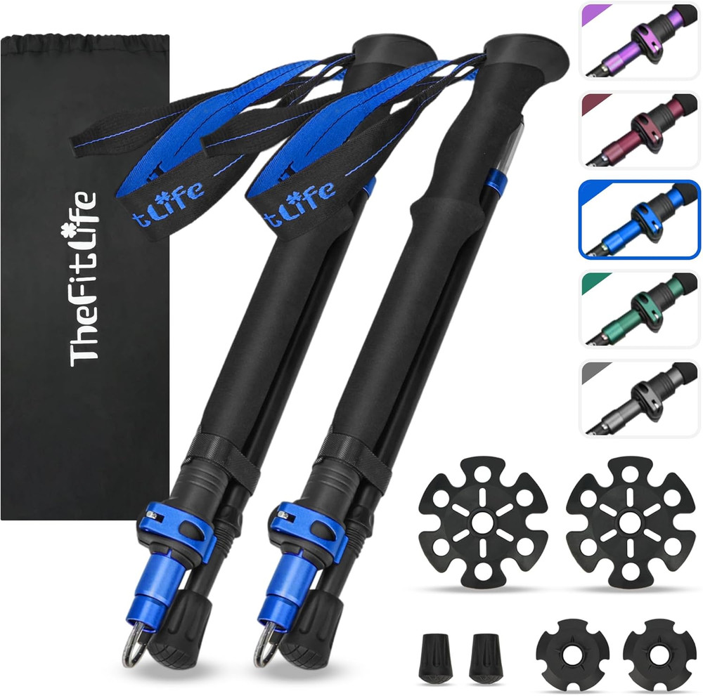 Collapsible Trekking Poles for Hiking – Lightweight Folding Walking Sticks for M