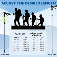Pair of 2 Trekking Poles Walking Hiking Sticks Anti-shock Adjustable Alpenstock