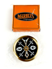 Vintage Marbles Large 1-3/4″ Brass Pocket Compass MR223 – NEW IN BOX!