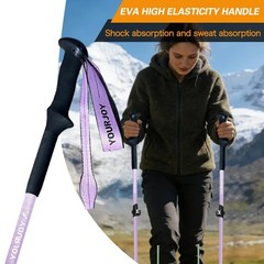 Hiking Trekking Poles, Macaron Colors 2 Pack Anti Shock, Adjustable, Collapsi…