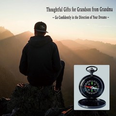 Grandson Gifts from Grandma Grandpa, Go Confidently Pocket Compass Engraved B…