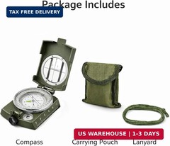 Military Lensatic Compass, Hiking Compass for Survival – Water-Resistant Navy