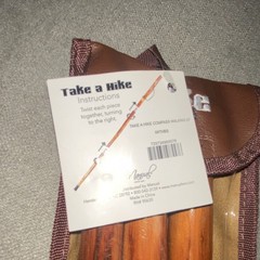 New Take a Hike Walking Stick w/ Compass 3-Piece Wood Brown Rubber Tip IWTHBS