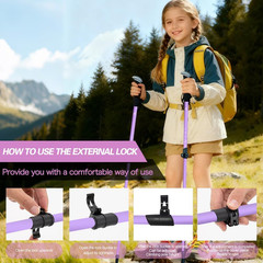 Hiking Trekking Poles for Kids, 2 Pack anti Shock, Adjustable, Collapsible Hikin