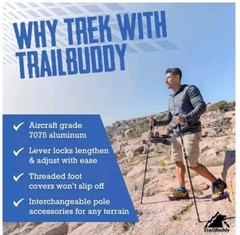 Trail Buddy Lightweight Collapsible Aluminum Trekking Hiking Walk Poles & Access