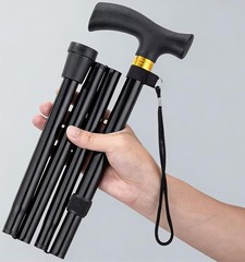 Folding Walking Cane,Walking Pole with 5-Level Adjustable Height,Walking Stick