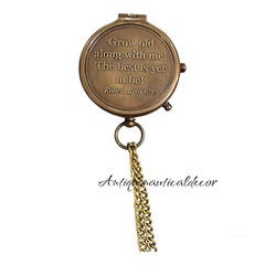 Robert Browning Engraved Antique Brass Compass – Personalized Gift for Couples