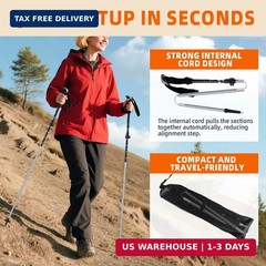 Collapsible Trekking Poles for Hiking – Lightweight Foldable Hiking Poles, 2 Pac