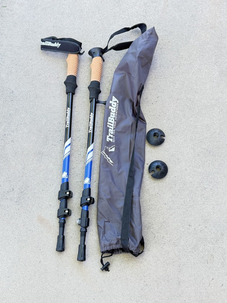 Set of Trail Buddy Trekking Poles 105-135CM Blue .. 10M