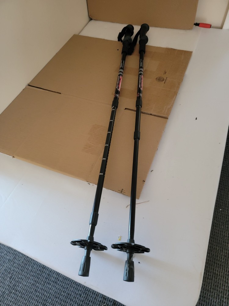 Pair 2 Trekking Walking Hiking Sticks Poles Alpenstock Anti-Shock 65-135cm Black