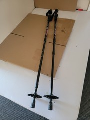 Pair 2 Trekking Walking Hiking Sticks Poles Alpenstock Anti-Shock 65-135cm Black