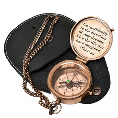 Thoreau’s Go Confidently Engraved Compass – Graduation Gift for Him, Cool Hig…